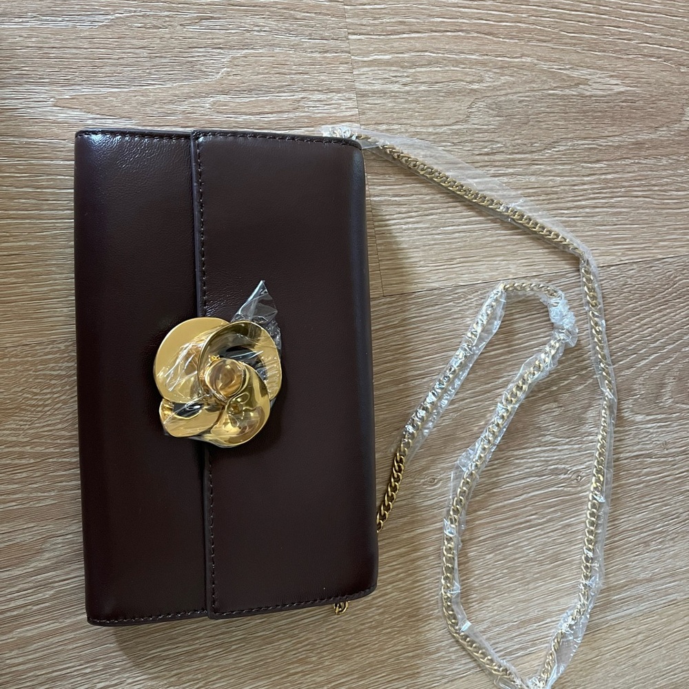 Ted Baker Kira Rose Leather Clutch - Chocolate Brown Rose